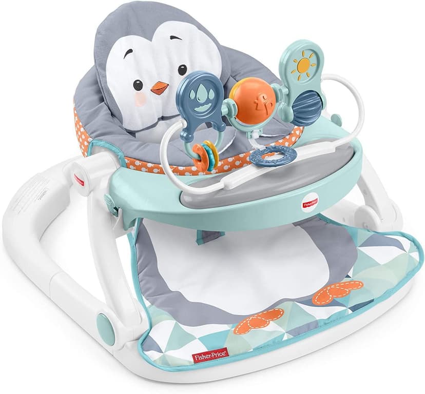 Fisher-Price Sit-Me-Up Floor Seat Portable Baby Chair with Snack Tray & Toys, Penguin Island