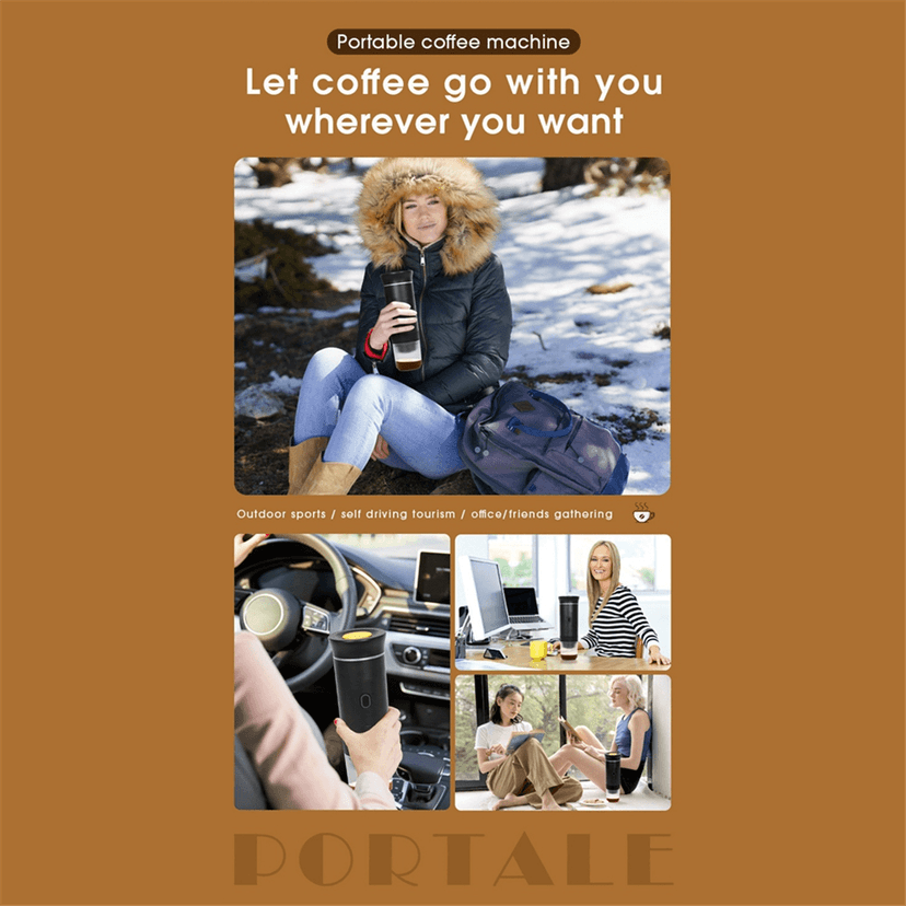 Portable Electric Espresso Machine with Travel Bag Portable Coffee Maker for Travel Self-Heating Car Espresso Maker E