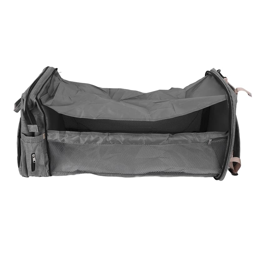 Baby Diaper Bag Backpack, Collapsible Multiple Pockets Multifunction Diaper Bag Portable with Top Handle for Nursing Bottle Gray