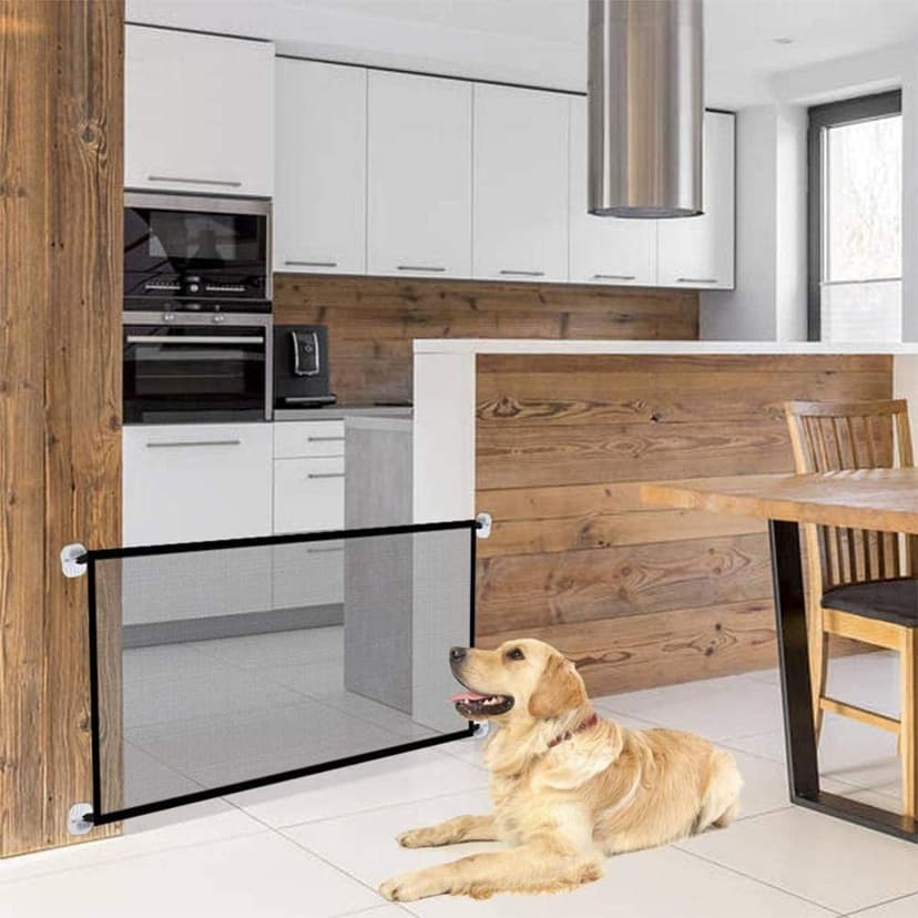 Magic Gate for Dogs, Pet Safety Gate, Portable Folding Mesh Magic Gate Baby Safety Gates, Safe Guard Install Anywhere