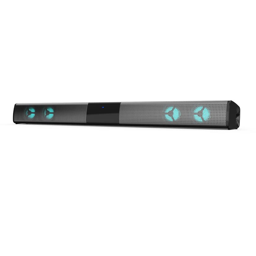 TFixol BS-28E RGB Soundbar with Bluetooth 5.3, 4 Speakers, 2000mAh Battery, Customizable Lighting Modes, and 3.5mm Audio Input for Home Theater