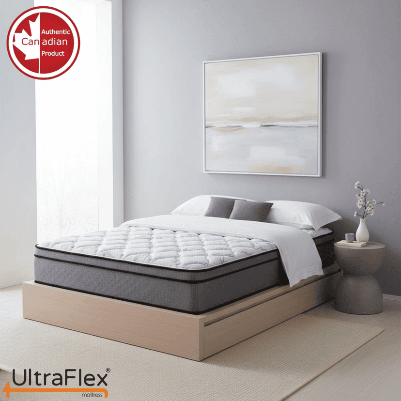 UltraFlex® TITAN 12" Twin Size Hybrid Euro-Top Mattress – Firm, CertiPUR-US® Certified Foam, Cooling Gel & Spinal Support HDCoils, Pressure Relief & Edge Support – Canadian Made