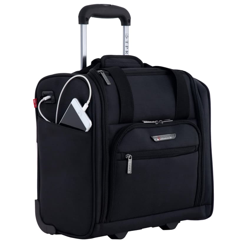 TPRC Smart Under Seat Carry-On Luggage with USB Charging Port, Black, Underseater 15-Inch