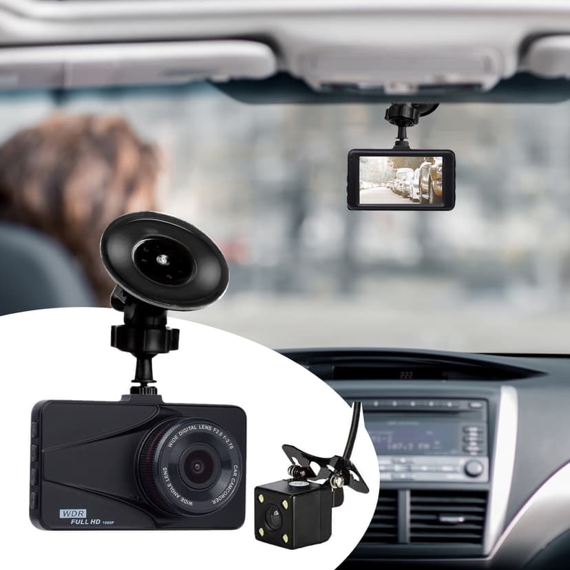 Danhjin Hd Dash Cam 3-Inch Dash Cam Front And Rear Recording Hd 1080P Night Vision Dash Cam 170 ° Large Wide-Angle Motion Detection Reverses Image G Sensor Parking Monitoring