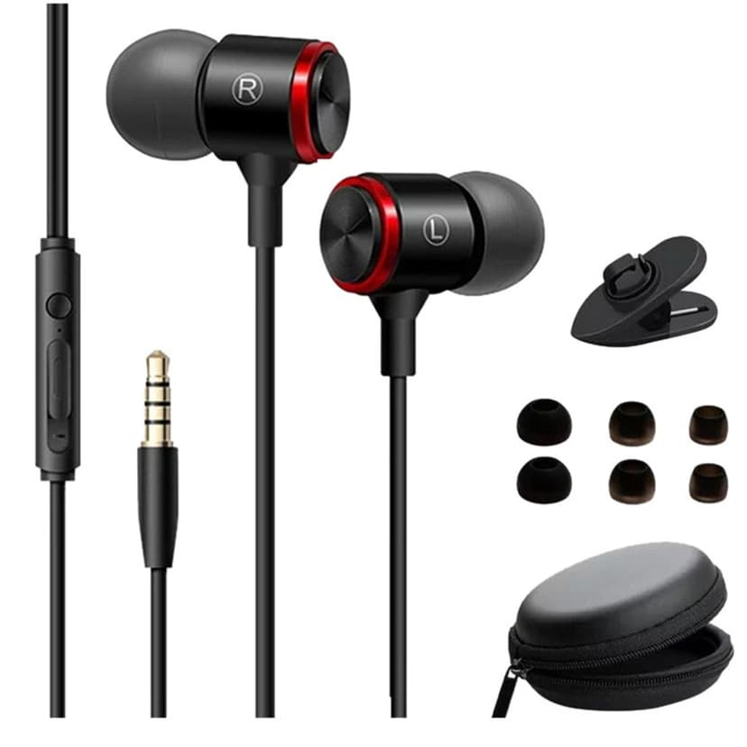 Wired Headphones With Microphone Noise Cancelling In Ear Headphones Powerful Heavy Earbuds For Android Smartphones Laptops MP3 Game Walkmen And All 3.5mm Jacks