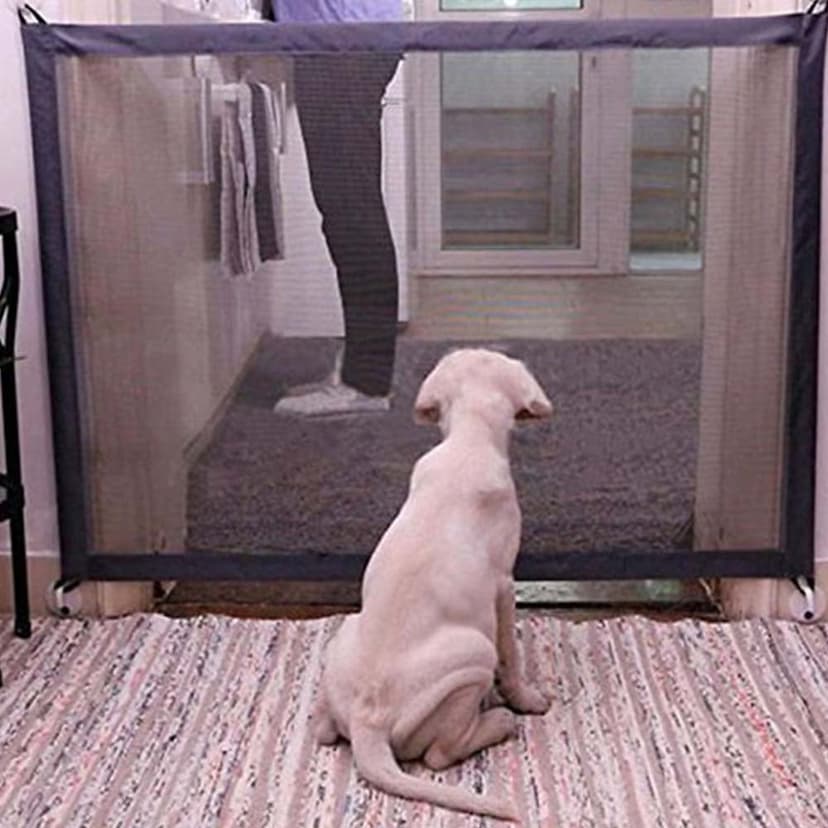 Portable Folding Magic Gate for Dog, Safety Guard for Pet, Safety Fence for Baby Fits Spaces Between 32IN to 39 in Wide