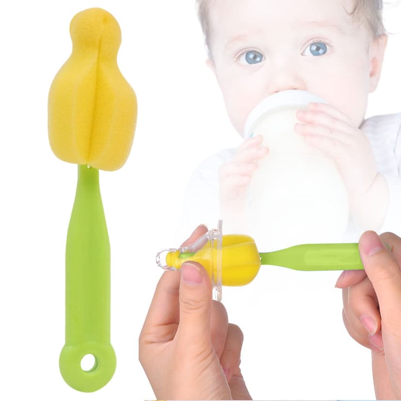 XIANXIAN 4Pcs Bottle Brush Baby Bottle Nipple Brush Sponge Cup Scrubber Baby Feeding Bottles Cleaner Brush Cup Lid Gap Cleaning Brushes