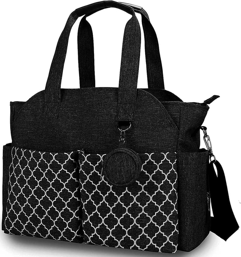 Diaper Bag Tote, Large Travel Baby Diaper Bag with Insulated Pockets, Waterproof Baby Nappy Changing Bag for Mom
