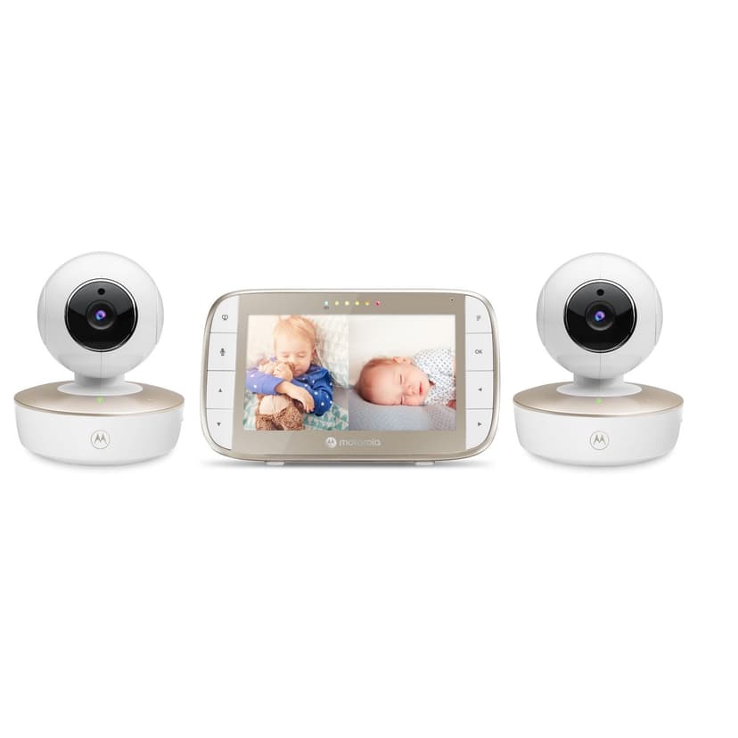 Motorola VM50G Video Baby Monitor with Pan, Tilt & Zoom - 2 Camera Set - White & Gold