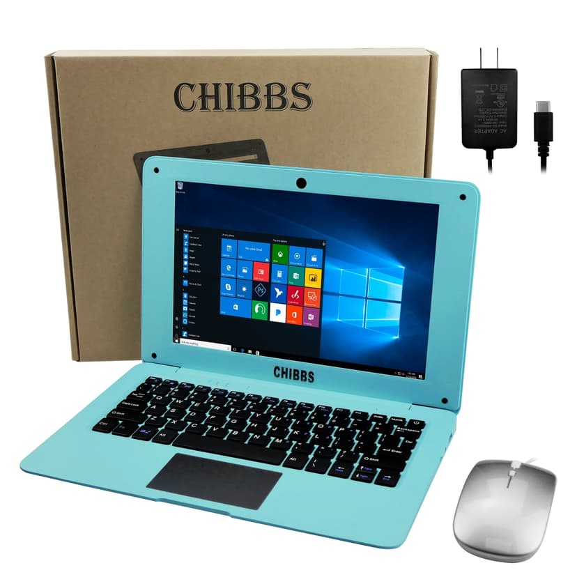 CHIBBS Portable 10.1" Inch Windows 10 Laptop Computer, 6gb Ram+64gb Rom, HDMI, USB, Bluetooth- Blue