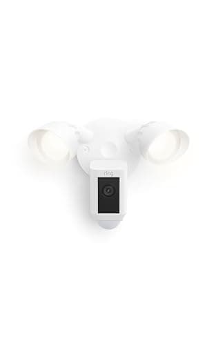 Ring Floodlight Cam Wired Plus with motion-activated 1080p HD video, White