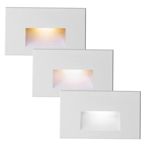 TUMUPSM LED Step Lights Outdoor Stair Lights Indoor 12V Low Voltage 3000K/4000K/5000K 3 Color Adjustable 4W, Lights for Steps 150LM IP66 Waterproof White Horizontal, 3-Pack