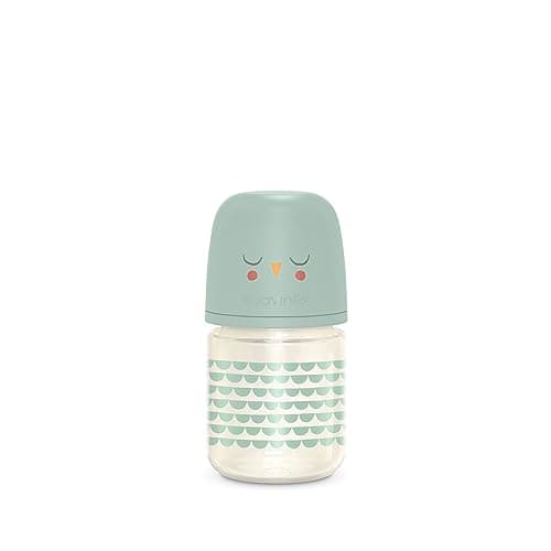 Suavinex Bonhomia Glass Baby Bottle with SX PRO Silicone Nipple, Anti Colic Baby Bottles, Baby Bottles for Breastfed Babies, Slow Flow, 0mo, 4oz, Mint