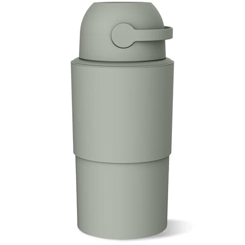 Pure Magic Baby Diaper Pail - Heka, Patented Odor-Stop System, Collapsible, Use Any Garbage Bag, One Hand Free Lever, 1 Roll of Bag incld. (Large, Lichen)