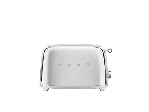 Smeg 50's Retro Style 2-Slice Toaster, 6 Browning Levels, Toast 1 Side, Reheat or Defrost, Removable Stainless Steel Crumb Tray, Stainless Steel, TSF01SSUS