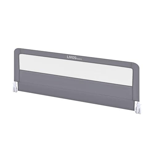 LIVINGbasics 59'' Extra Long Baby Bed Rails(150cm L x 55cm H), fits mattresses from 4.7"–12" Thick, Swing Down Bed Bumper Bedrail with Reinforced Anchor Safety System for Box, Leather, Flat Bed