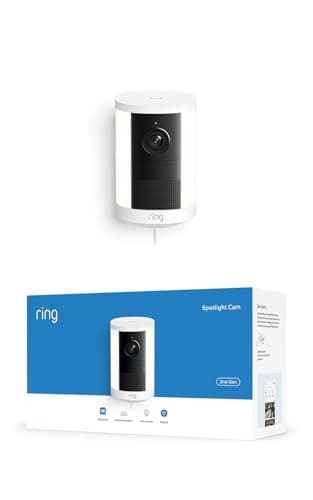 Ring Spotlight Cam, Plug-In (newest model), Home or business security, Wide-Angle Retinal 2K Video, 6x Enhanced Zoom, Motion-Activated Spotlights, White