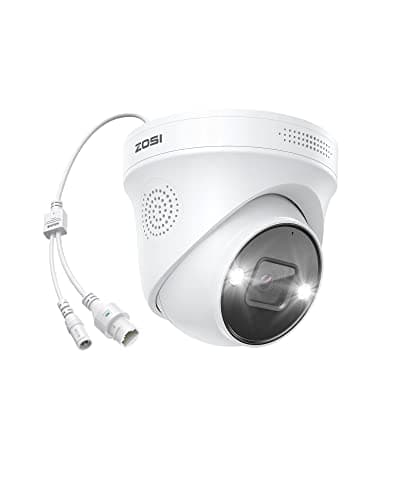 ZOSI 4K PoE Add on Security Camera with Person Vehicle Detection, Sound & Light Alarm, 2 Way Audio, Color Night Vision, 8MP Weatherproof Outdoor Indoor Dome IP Cam, Only Work with ZOSI 4K PoE NVR