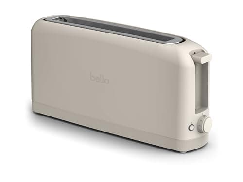BELLA 2 Slice Slim Toaster – Space-Saving Design with Extra-Wide Slots, 6 Browning Settings, Auto Shutoff & Removable Crumb Tray – Modern Compact Toaster for Bagels, Waffles & Artisan Bread