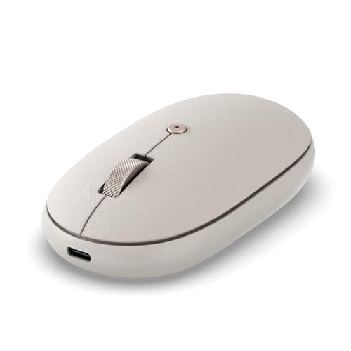 Satechi OntheGo Bluetooth Mouse with USB C Rechargeable Battery, Connect up 3 Devices, Compact and Portable Wireless Mouse for Laptop, Computer, Tablet – Sand