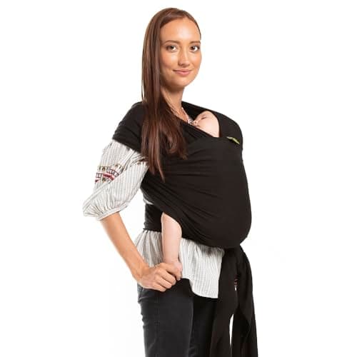 Boba Baby Wrap Carrier – Original Baby Sling Carrier for Newborns (7–35 lbs), Soft, Secure, Hands-Free & Ergonomic, Ideal for Comfortable Bonding, New Parents (Black)