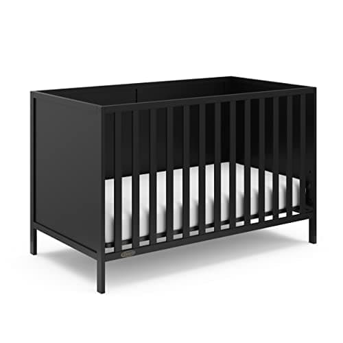 Graco Theo Convertible Crib (Black) – GREENGUARD Gold Certified, Converts from Baby Crib to Toddler Bed and Daybed, Fits Standard Full-Size Crib Mattress, Adjustable Mattress Support Base