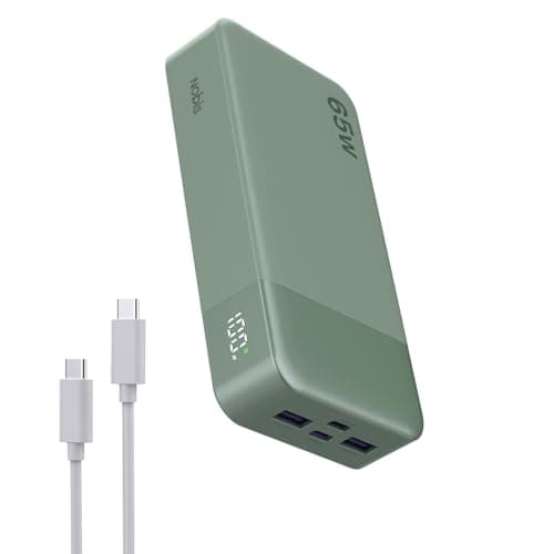 NOBIS 65W Portable Charger 20000mAh Power Bank Fast Charging PD QC, 2 USB-C(in/Out) & 2 USB-A Battery Pack with Digital Display for Laptop Phone 17 Tablet Earbuds