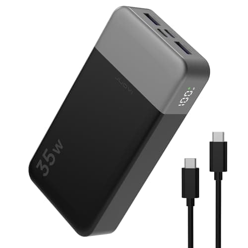 JUOVI 20000mAh Power Bank Portable Charger, 35W PD 3.0 QC 4.0 Fast Charging Phone Charger with LED Display, Travel Battery Pack 2 USB C 2 USB A Ports for iPhone 16/15/14 Series, Galaxy, iPad