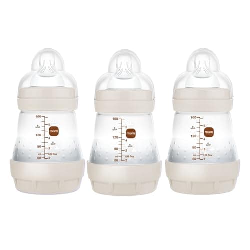 MAM Easy Start Anti-Colic Baby Bottle, Slow Flow, Breastfeeding-Like Silicone Nipple Bottle, Reduces Colic, Gas, & Reflux, Easy-to-Clean, BPA-Free, Vented Baby Bottles For Newborns, 0-3 Months