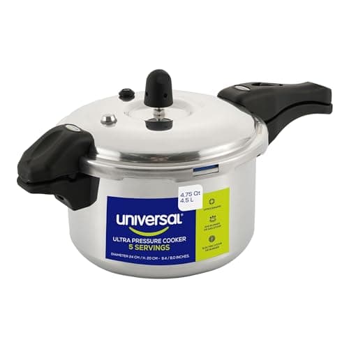 Universal (4.75 QT) Stovetop Pressure Cooker, Aluminum Pressure Cooker with 6 Safety Systems, Small Pressure Pot for Beans, Meat, Rice & Soups, for 4–5 Servings (Non-Induction)