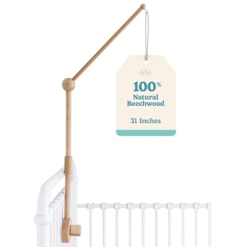 Sorrel + Fern Baby Crib Mobile Arm - Wooden Holder (31 inch, 100% Natural Beech Wood) - Strong Anti Slip Attachment - Nursery Décor - Crib Accessories