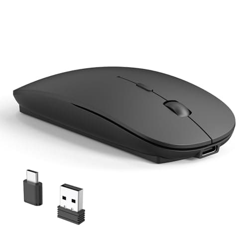 Wireless Mouse for MacBook Air/Pro, USB A & USB C Laptop Mouse (Black)