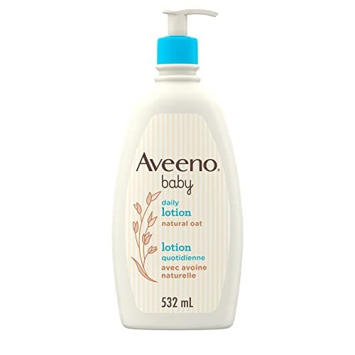 Aveeno Baby Daily Lotion with Natural Colloidal Oatmeal for Sensitive Skin – Fragrance-Free Lotion with 24-Hour Hydration – Pediatrician and Dermatologist-Recommended, Paraben-Free, 532mL