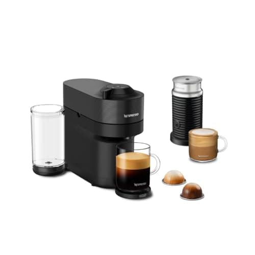 Nespresso Vertuo Pop+ Single Serve Coffee and Espresso Machine by De'Longhi with Aeroccino Milk Frother, Liquorice Black