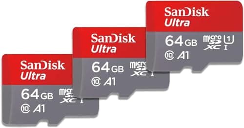 SanDisk Ultra 64GB microSDXC UHS-I Card with Adapter(SDSQUAR-064G-GN6MA), 3 Pack(64GB)
