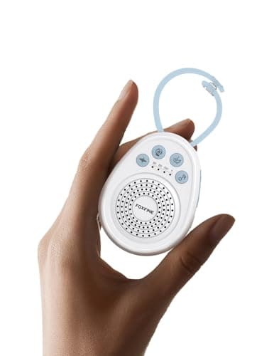 FOXFINE Portable Sound Machine, Travel White Noise Machine with 30 Soothing Sounds, Timer & Memory for Sleeping, Baby, Adults, Blue