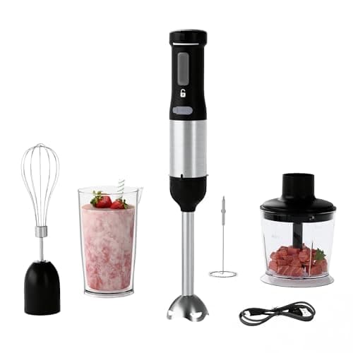 WHUTO 5-in-1 Cordless Immersion Blender with Rechargeable Handheld Battery