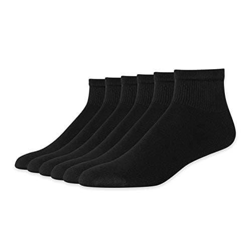 Hanes Men's Ankle Socks, BLACK, 6 US