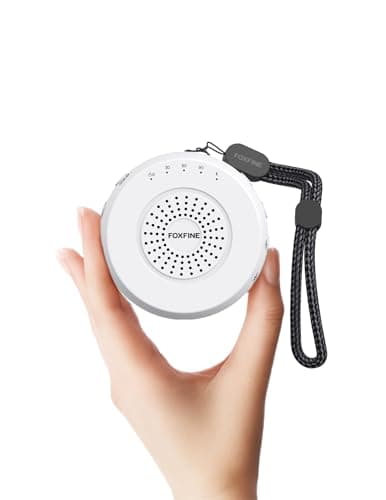 FOXFINE Portable Sound Machine, Travel White Noise Machine with 36 Soothing Sounds, Focus Light & Headphone Jack, Timer & Memory for Sleeping, Baby, Adults, White