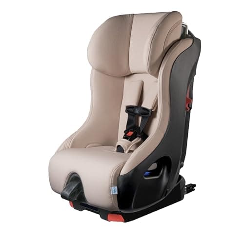 Clek Foonf Convertible Car Seat with Rigid LATCH system, Crumple Zone safety system, Adjustable Headrest, Reclining Design and Anti-Rebound Bar & Flame Retardant-Free (Latte Ziip)