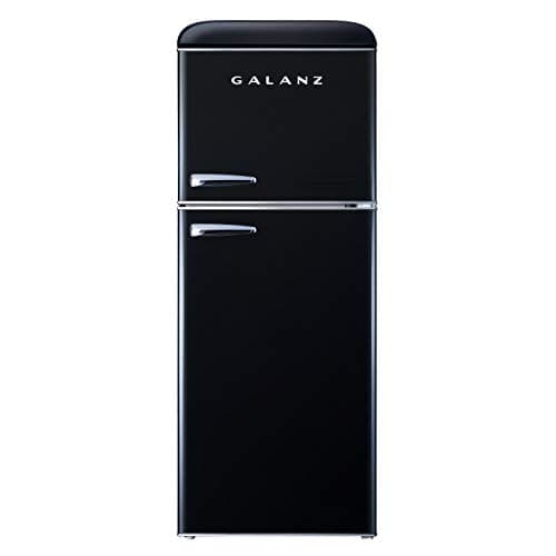 Galanz GLR46TRDER Mini Fridge with Dual Door, Adjustable Mechanical Thermostat with Freezer, 4.6 Cu FT, Red (Black)