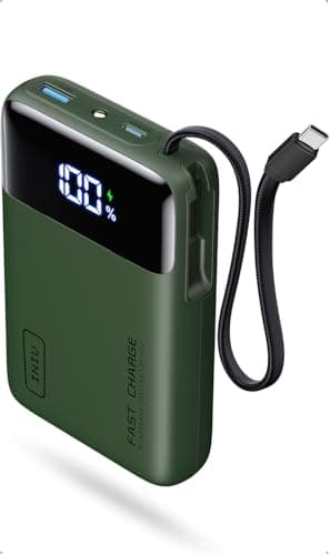 INIU 20000mAh Power Bank, 45W PD Fast Charging Portable Charger, 30% Smaller Battery Pack with USB-C Cable, Travel Phone Charger, Flight-Safe Powerbank for Hiking, Business Trip, Green