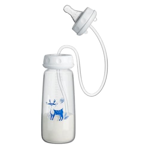 Milk Bottle, 240ml Silicone Hands-Free Wide Neck Adjustable Fast Flow Milk Bottle for Parents Home Bedroom Kitchen Nursery Restaurant Hotel Travel Picnic