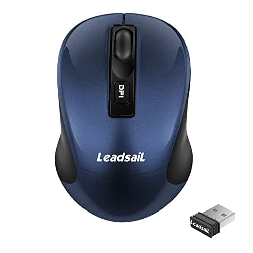 LeadsaiL Wireless Computer Mouse, 2.4G Portable Slim Cordless Mouse Less Noise for Laptop Optical Mouse with 4 Buttons, AA Battery Included, USB Mouse for Laptop, Deskbtop, MacBook