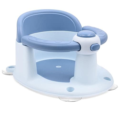 ANISION Baby Bath Seat for Babies 6 Months & Up, Non-Slip Infant Toddler Bathtub Bath Seat with Suction Cups (Blue)