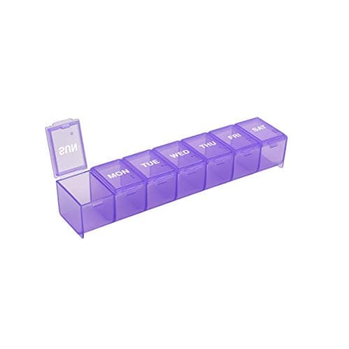 Ezy Dose Weekly (7-Day) Pill Organizer, Large Medicine Planner, Purple