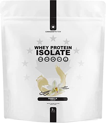 Canadian Protein 100% Whey Isolate 27g of Protein | 2 kg of Vanilla Flavoured Low Carb Keto Friendly Workout Recovery Drink | Protein Powder Rich in BCAA Amino Acids