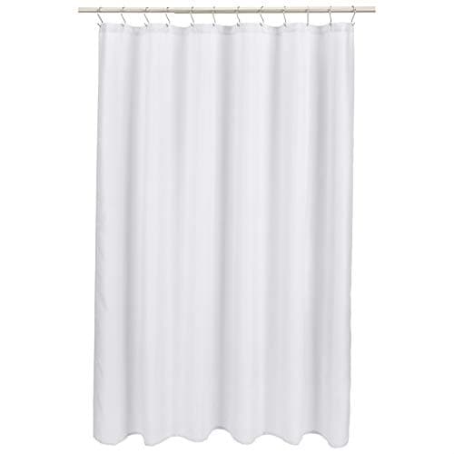 Amazon Basics Linen Style Bathroom Shower Curtain, Bright White, 72 Inch