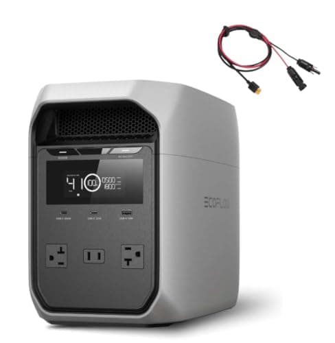 EcoFlow DELTA 3 Classic Portable Power Station with Solar Charge Cable/Connector, 1024Wh LiFePO4 Battery, 1800W (3600W Surge), Solar Generator (Optional Panel), Ultra-Fast Charging Home Backup