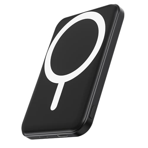 podoru for Magsafe Power Bank, 5000mAh Magnetic Battery Pack with Type-C Cable 20W PD Fast Charging Lighting Input for Wireless Portable Charger for iPhone 17/16/15/14/13/12 Series-Black